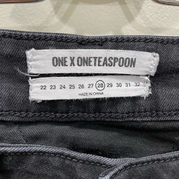 One Teaspoon Mid Waist Hoodlums Fitted Bow Leg Jeans - Size: 28 - Picture 3 of 11